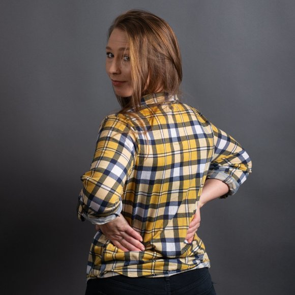 Yellow Blue Tie Flannel by Passport - Picture 9 of 10